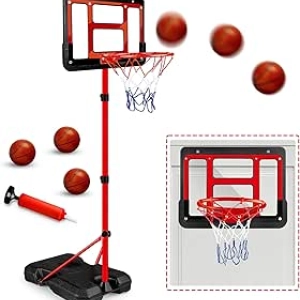 Adjustable Kids Basketball Hoop with Stand - Indoor Outdoor Toy for Boys Ages 3-8