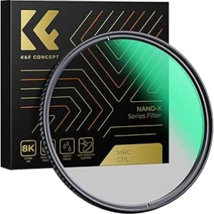 K&F CONCEPT 52mm Circular Polarizer Filter - Ultra-Slim CPL Lens Filter with 28-Layer Nano Coating