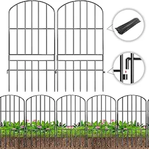 15-Pack No Dig Animal Barrier Garden Fence 15ft - Rustproof Metal Wire Border for Dogs & Rabbits