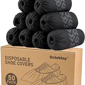 Recyclable Shoe Covers Disposable - Black Non-Woven Booties for Men & Women