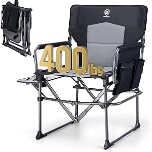 EVER ADVANCED Camping Directors Chair - 400lbs Portable Folding Lawn Chair with Side Table