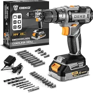 DEKO PRO 20V Cordless Drill Set with Battery & Charger - DIY Power Drill Kit