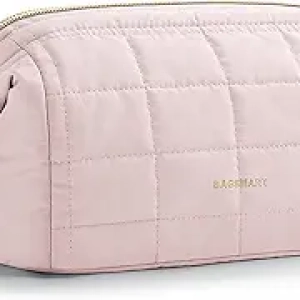 BAGSMART Makeup Bag for Women - Travel Toiletry Organizer with Wide Opening & Puffy Design