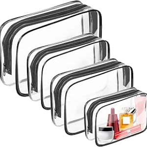 TSA Approved Clear Makeup Bag - Travel Toiletry Organizer for Airport