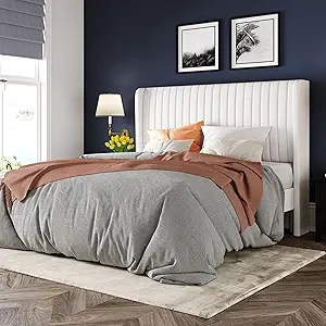 Allewie Full Size Velvet Bed Frame with Wingback Headboard - 800 Lbs Capacity