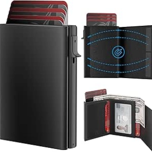 Pop-Up RFID Blocking Mens Wallet - Premium Leather Card Holder, Slim Front Pocket Design