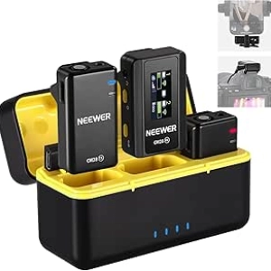 NEEWER CM28 Wireless Lavalier Microphone Kit - Dual TX, Noise Cancelling, 200m Range