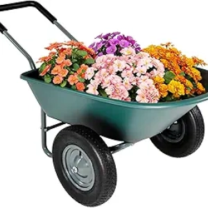 2 Wheel Wheelbarrow with Pneumatic Tires | 330 LB Capacity Yard Cart