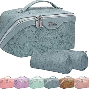 BOYATU 3-Piece Travel Makeup Bag Set - Large Capacity Cosmetic Organizer with PU Leather