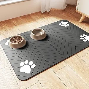 Absorbent Pet Feeding Mat with Waterproof Backing - 20x12 Dog & Cat Placemat