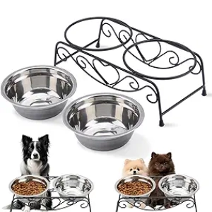 Elevated Small Dog Bowls with Stand - Stainless Steel Feeder for Small Breeds