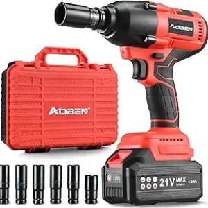 AOBEN 1/2" Cordless Impact Wrench 600N.m - 450Ft-lbs High Torque Electric Impact Driver
