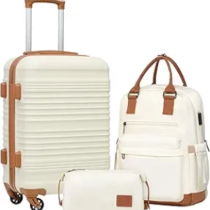 Coolife 3 Piece Hardside Luggage Set with TSA Lock & Spinner Wheels
