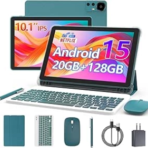 Android 15 Tablet 10 Inch - 20GB RAM, 128GB ROM, 2TB Expandable, 5G WiFi6 with Keyboard