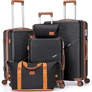 5-Piece Luggage Set with Spinner Wheels & TSA Lock | ABS Hard Case Suitcases