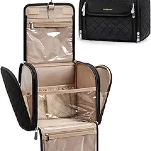 BAGSMART Hanging Makeup Bag for Women - Large Capacity Cosmetic Organizer with Hook