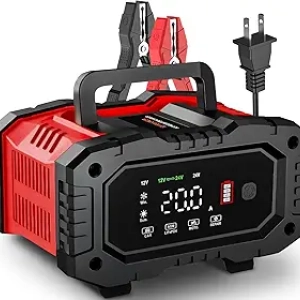 20-Amp Smart Battery Charger 12V/24V - Fast Charging for Cars, Trucks & Motorcycles