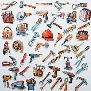 50Pcs Hand Tool Stickers for Toolbox - Waterproof Decals for Storage & Personalization