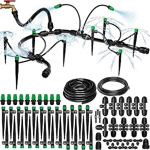CARPATHEN Drip Irrigation System - 131ft Garden Watering Kit with Quick Connect Emitters