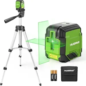HUEPAR 98Ft Green Laser Level with Tripod - Self Leveling Cross Line Laser for Home & DIY