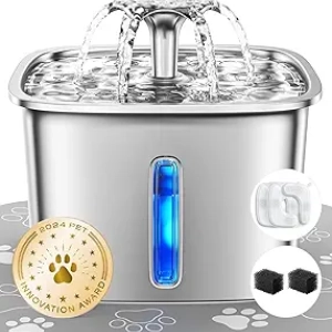 Award-Winning Stainless Steel Cat Water Fountain - 95oz Automatic Pet Dispenser with 5-Stage Filter