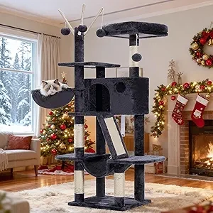 Hey-Brother 53 Inch Cat Tree Tower - Multi-Level Indoor Cat House with Scratching Posts & Hammocks