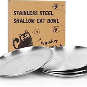 4-Pack Stainless Steel Cat Food Bowls - Whisker-Friendly Non-Slip Feeding Dishes