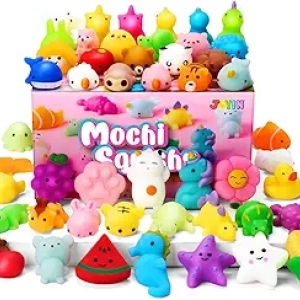 50 Pack Mini Mochi Squishy Toys - Kawaii Stress Relief & Party Favors
