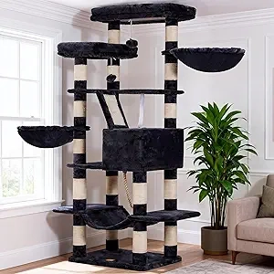 Heybly 68 Inch Multi-Level Cat Tree Tower - Large Indoor Cat Condo with Plush Perches & Scratching Posts