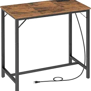 HOOBRO Bar Table with Charging Station - Rustic Counter Height Pub Table