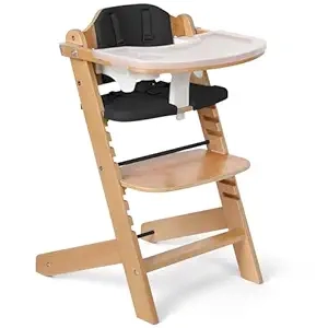 Cowiewie Natural Wooden High Chair for Babies & Toddlers - Adjustable, Safe & Easy to Clean