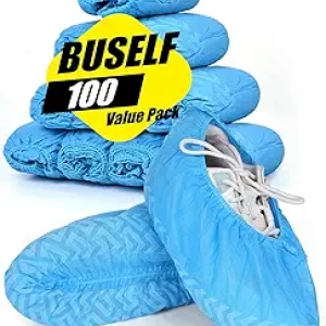 X-Large Disposable Shoe Covers (Size 13) - 100 Count Non-Slip Blue