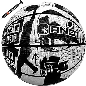 AND1 Street Art 27.5 Youth Basketball - Durable Rubber Streetball with Pump