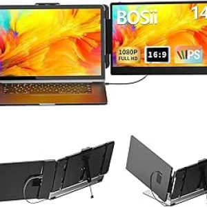 14 Inch Portable Monitor - USB-C HDMI Dual IPS FHD 1080P Laptop Screen Extender