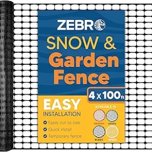 4' x 100' Black Plastic Garden Fence Roll - Reusable Safety Netting for Yards & Animals