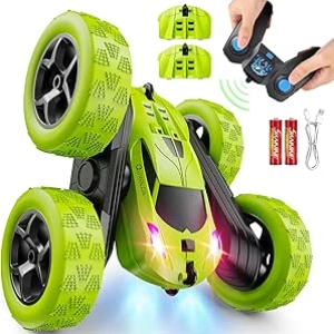 4WD RC Stunt Car for Kids 6-12 | 360° Flip Remote Control Car with Dual Batteries