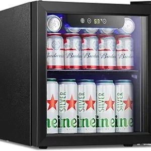 Antarctic Star 48 Can Mini Fridge - Wine Cooler with Glass Door & Digital Temperature Control