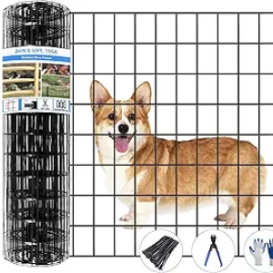 50ft x 24in Welded Wire Fence for Garden & Chicken - PVC Coated Anti-Rust Metal Mesh