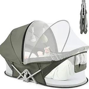 Portable Baby Bassinet with Mosquito Net & Sunshade - Lightweight Travel Crib