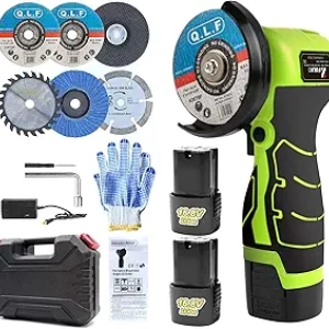 Cordless Angle Grinder Kit 19500RPM - Mini Electric Grinder with 2 Batteries & 5 Discs