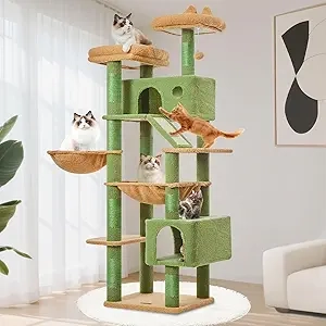 71-Inch Cactus Cat Tree for Multiple Cats - Large Multi-Level Tower with 8 Sisal Posts