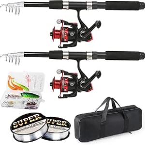 2-Piece 6.9ft Telescopic Fishing Rod & Reel Combo Set with Carrier Bag