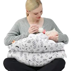 Adjustable Nursing Pillow for Breastfeeding & Bottle Feeding | Large Size with Removable Cover
