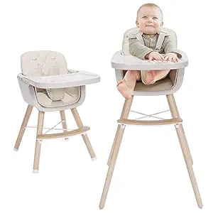 Mallify 3-in-1 Convertible Wooden High Chair for Babies & Toddlers