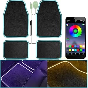 Smart LED Car Floor Mats with App Control - Universal Fit RGB Automotive Lights
