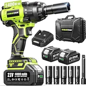 1400N.m Cordless Impact Wrench 1/2" - Brushless Motor, 2400RPM, 2x 4.0Ah Batteries