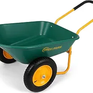 Simpli-Magic Premium Dual-Wheel Wheelbarrow - 5 Cu Ft Garden Cart with Stand
