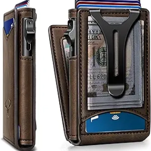 BULLIANT Men's Slim Wallet with Pop-Up Metal Card Case & Money Clip