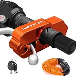 Heavy Duty Motorcycle Lock Anti Theft with Helmet Lock - Universal Handlebar & Brake Lock