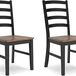 Signature Design Wildenauer Armless Dining Chairs Set of 2 - Ladderback Black & Brown